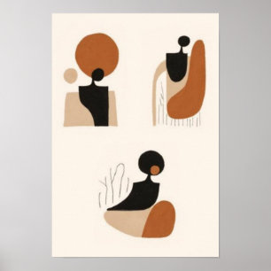Poster Ensemble d'art mural abstrait de femme africaine  