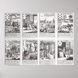 Poster Ensemble de cartes de jeu représentant la satire