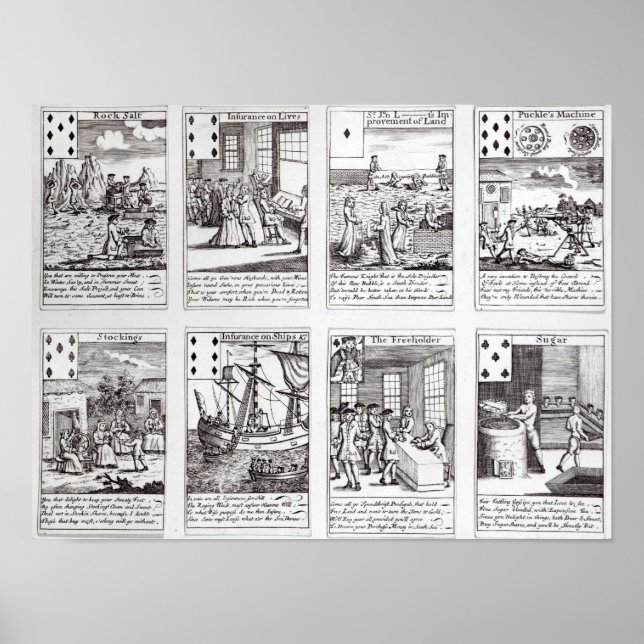 Poster Ensemble de cartes de jeu représentant la satire (Devant)