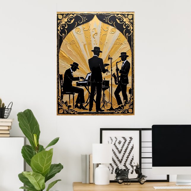 Poster Ensemble de Jazz doré (Bureau à domicile)