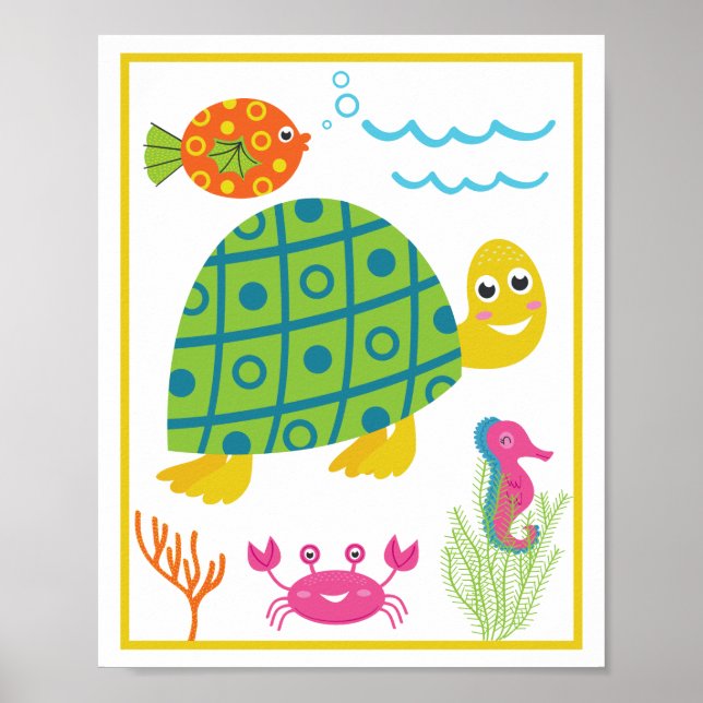 Poster Ensemble d'impression d'art de créatures marines p (Devant)