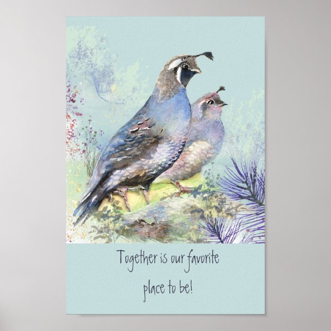 Poster Ensemble lieu favori pour être Cité Quail Birds (Devant)