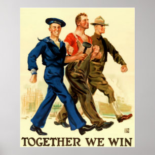 Poster Ensemble nous gagnons ~ Vintage Guerre Mondiale 1.