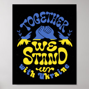 Poster Ensemble nous sommes avec l'Ukraine Drapeau ukrain