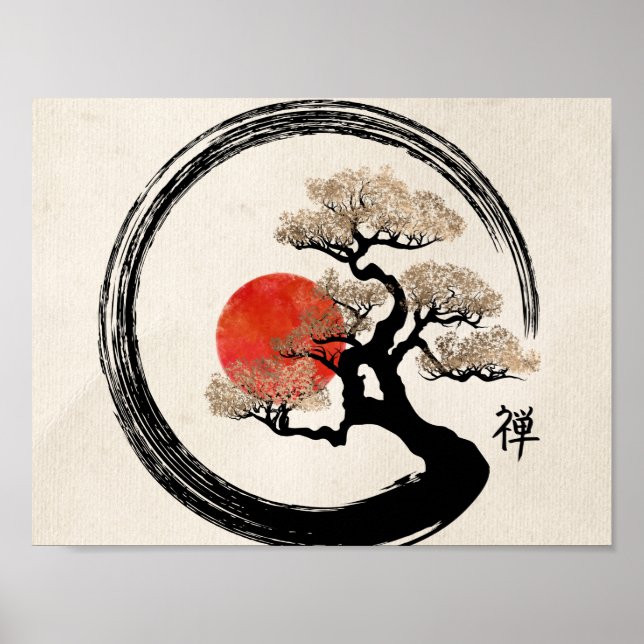 Poster Enso Circle et Bonsai Tree sur toile (Devant)