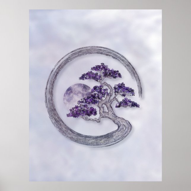 Poster Enso Zen Cercle Améthyste Bonsai Arbre (Devant)
