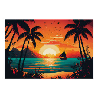 POSTER ENSOLEILLÉ ÉTÉ, ULTRA-COLORÉ