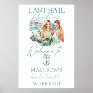 Poster Enterrement de vie de jeune fille Croisière Aquare