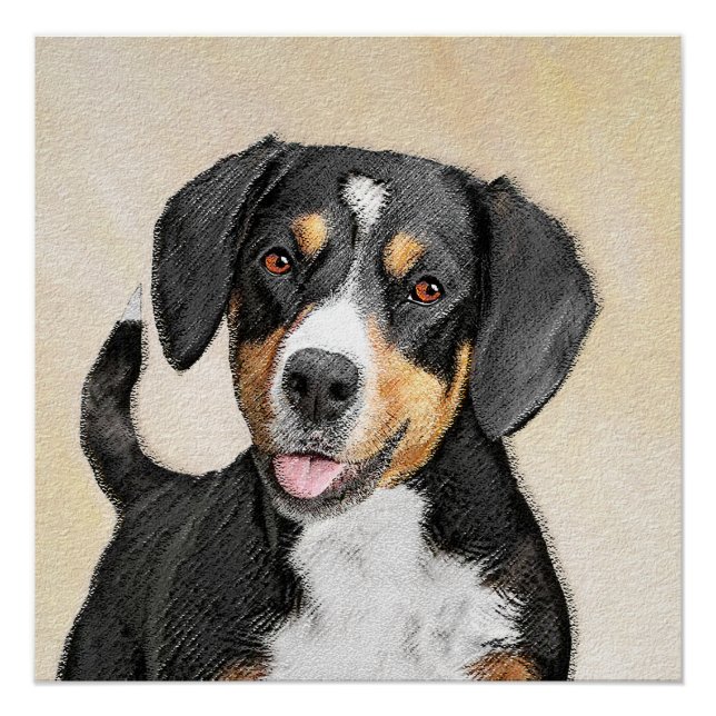 Poster Entlebucher Mountain Dog Peinture - Art original (Devant)