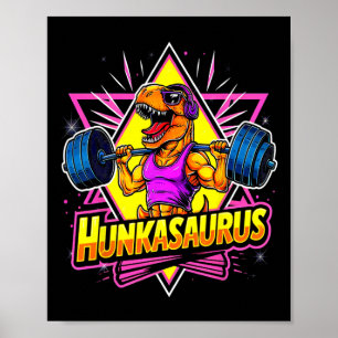 Poster Entraînement au gym Hunkasaurus T-rex Powerlifting