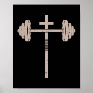 Poster Entraînement chrétien haltère barre transversale b