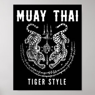 Poster Entraînement de kickboxing vintage Muay Thai Tigar