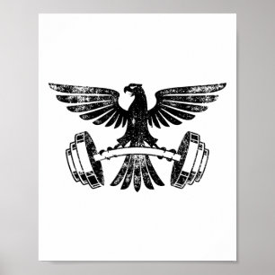 Poster Entraînement de musculation avec haltères à domici
