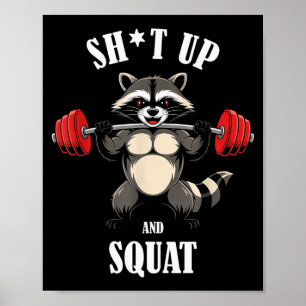 Poster Entraînement de musculation de raton laveur drôle 