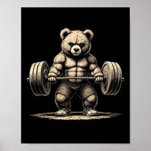Poster Entraînement Ours Deadlifter Funny Gym Tee Lifting