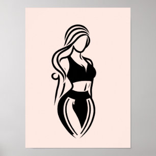Poster Entraînement Personnel de Fitness Féminin Minimali