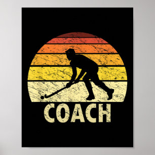 Poster Entraîneur de hockey sur gazon Rétro Sunset Vintag