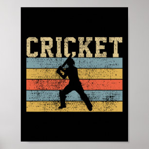 Poster Entraîneur de joueur de cricket Sports Rétro Vinta