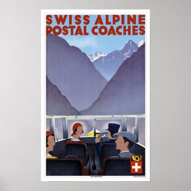 Poster Entraîneurs postaux alpins suisses - Vintage voyag (Devant)