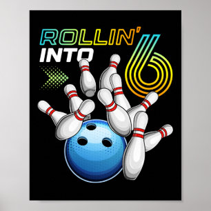 Poster Entrée dans la fête d'anniversaire rétro de bowlin