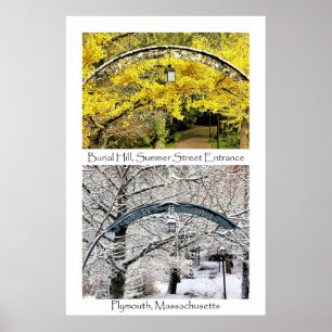 Poster Entrée de Burial Hill Plymouth MA collage