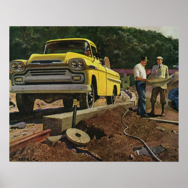 Poster Entrepreneur vintage en construction d'architectes (Devant)