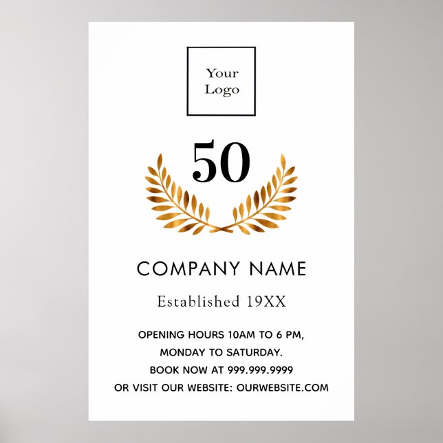 Poster Entreprise nom établi or blanc (Devant)