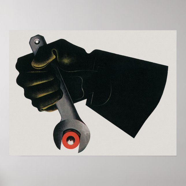 Poster Entreprise vintage, Fabrication Usine Machiniste (Devant)