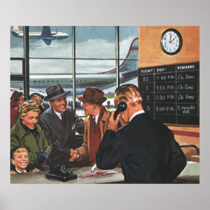 Poster Entreprise vintage, personnes au comptoir de la co