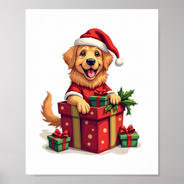 Poster Enveloppe cadeau Golden Retriever (Devant)