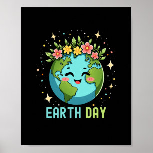 Poster Environnement jour des terres Terre mignonne Avec 