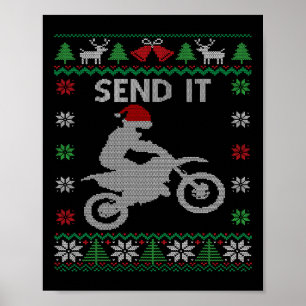 Poster Envoyer Idée Vélo Riding Père Noël Motocross Ugly 