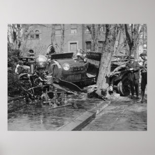 Poster Épave moteur incendie, 1922