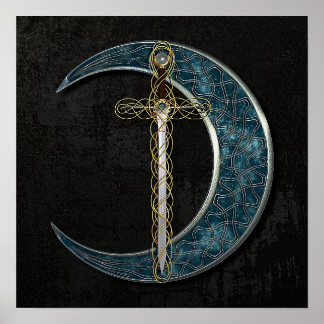 Poster Épée celtique et lune (Devant)