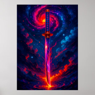 Poster Épée cosmique Katana avec Imaginaire énergétique G