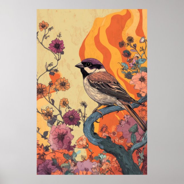 Poster Épervier d'alimentation du fleur (Devant)