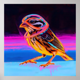 Poster Épervier de néon avec des accents lumineux