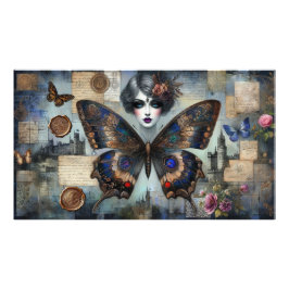 Poster Ephemera Viktorianisch Lady Gothic Butterfl