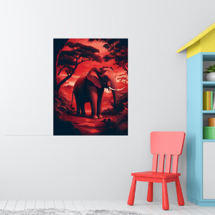 Poster Ephène asiatique dans le rouge forestier