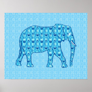 Poster Ephène de fleur de Lotus - turquoise