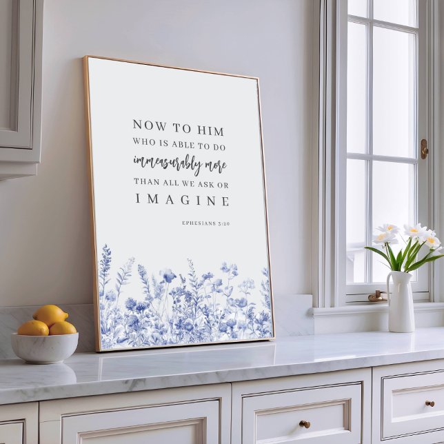 Poster Ephesians 3:20 Chinoiserie Floral Bible Verse  (Créateur téléchargé)