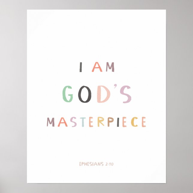 Poster Ephésiens 2:10 Je suis le chef-d'œuvre de Dieu (Devant)