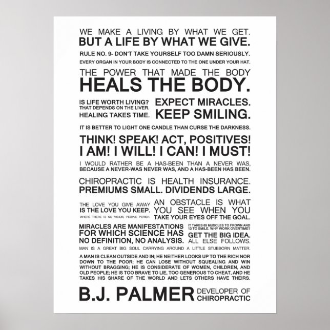 Poster Épigrammes et citations de B.J. Palmer (Devant)