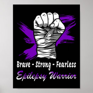Poster Epilepsie Guerrier Combattez Ribbon Violet Épileps