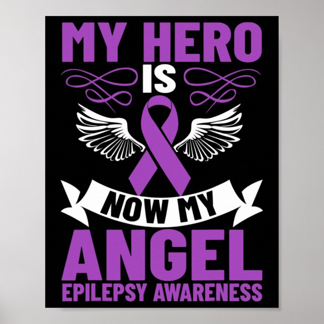 Poster Epilepsie Ruban Mon héros est maintenant mon ange  (Devant)