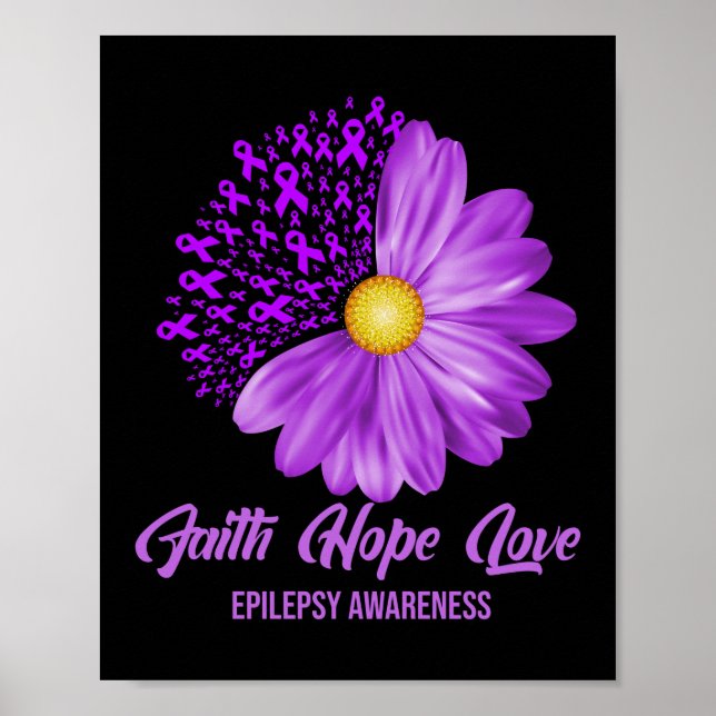 Poster Epilepsie Sensibilisation Foi Espoir Amour Fleur R (Devant)