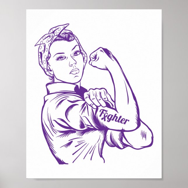 Poster Épilepsie Sensibilisation Rosie Riveter Fighter Ri (Devant)