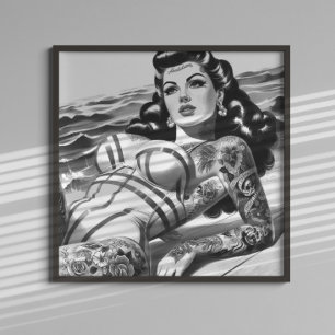 Poster Épingle à tatouage rétro