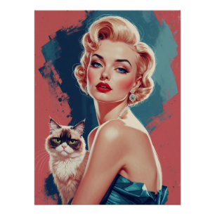 Poster Épingle blonde avec chat grumpy