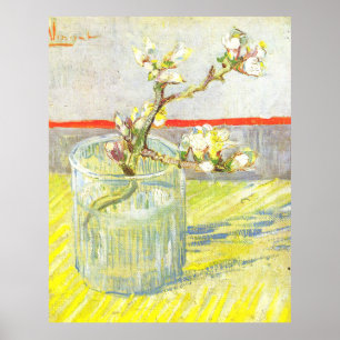Poster Épingle d'amande fleurie dans un van en verre Gogh